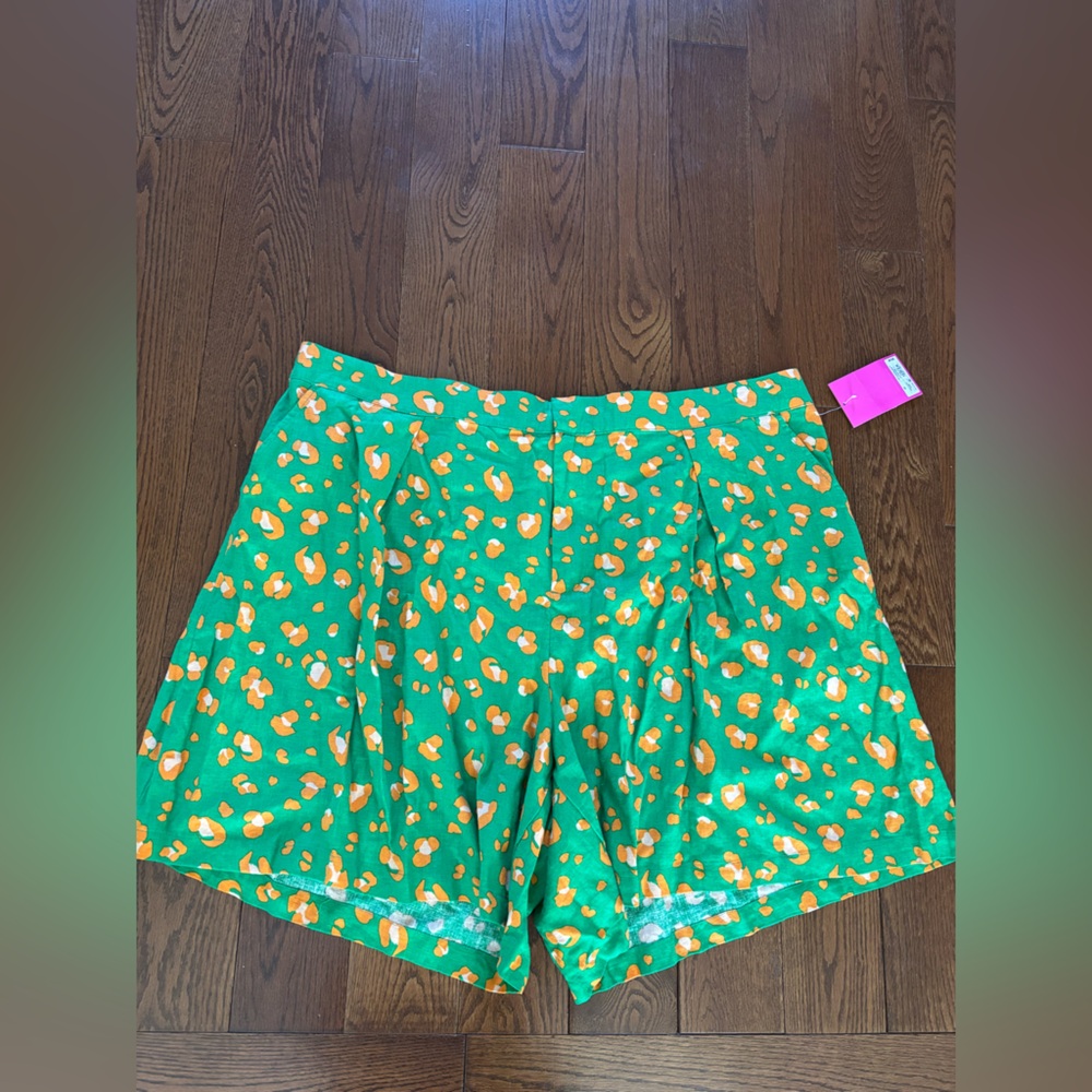 Tabitha Brown for Target Linen Blend Green Orange Women's Bermuda Shorts Size 2X
